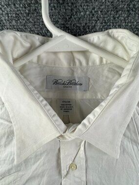 VTG Brooks Brothers Cotton Long Sleeve Button Up Shirt 17.5 34 USA Made White